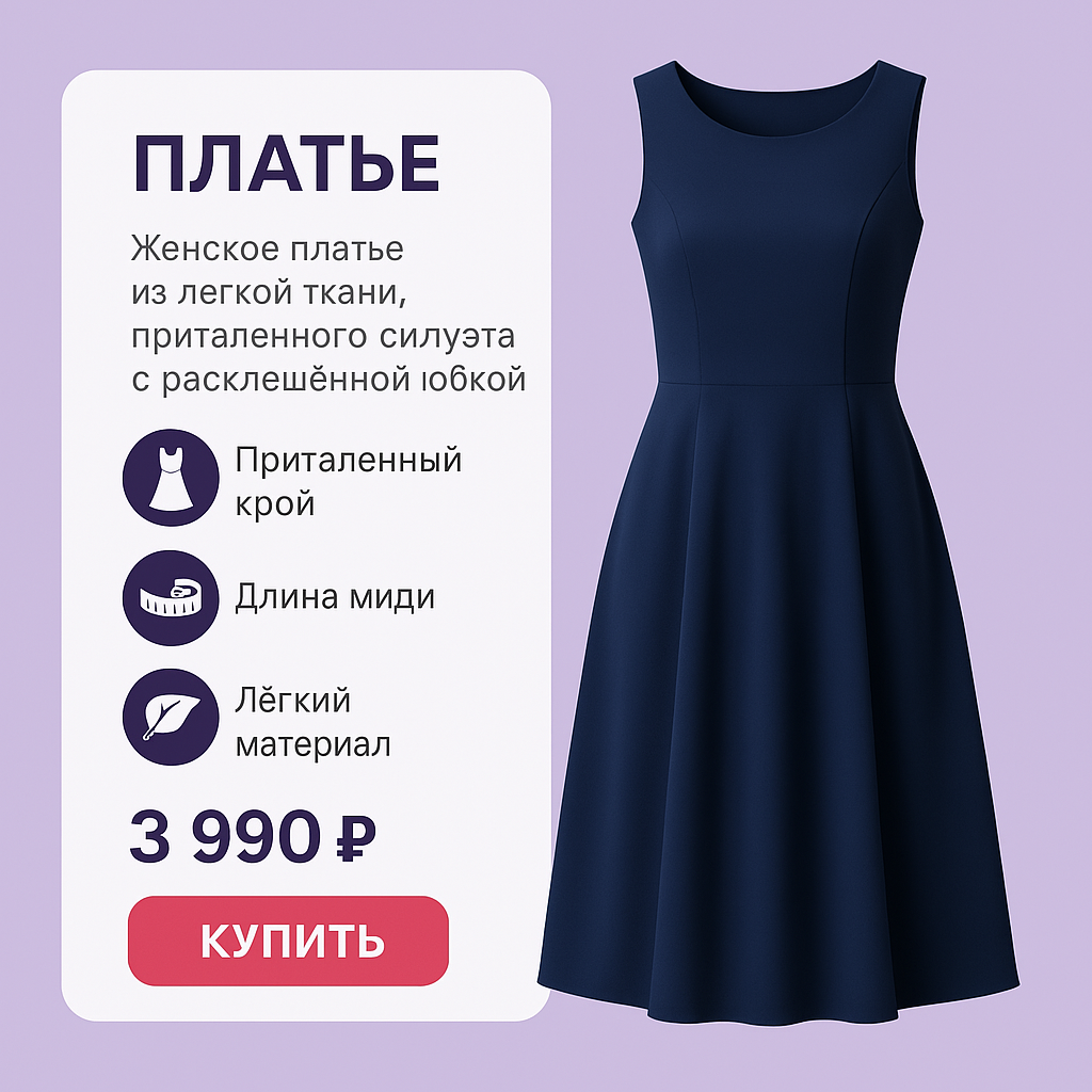 Изображение товара для маркетплейса, созданное с помощью DALLE, улучшает привлекательность продукта и повышает его продажи.